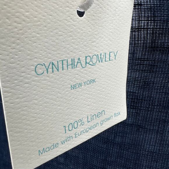 Cynthia Rowley 100% Linen Shirt WMNS L Blue Navy Long Sleeve Button Front Sheer - Picture 8 of 9